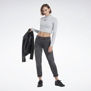 Crop Top Damskie Reebok Vector Szare PL 29WITHG